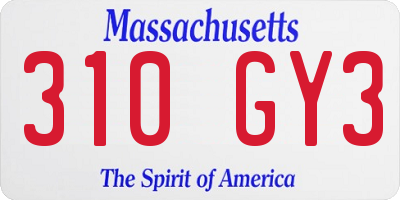 MA license plate 310GY3