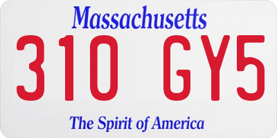 MA license plate 310GY5