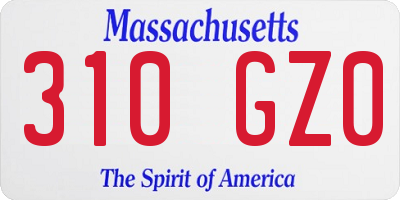 MA license plate 310GZ0