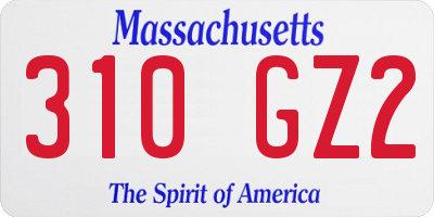 MA license plate 310GZ2