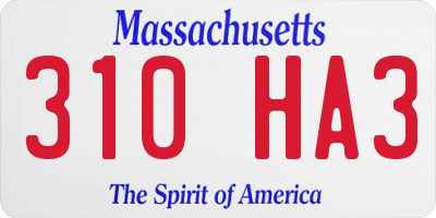 MA license plate 310HA3