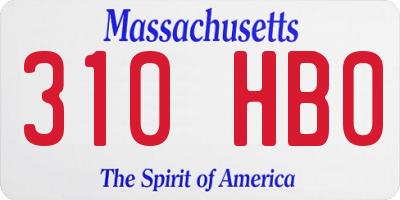 MA license plate 310HB0