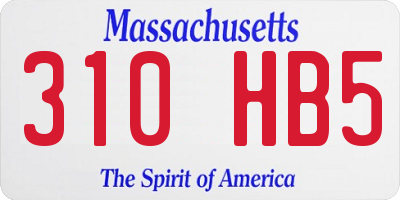 MA license plate 310HB5