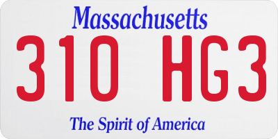 MA license plate 310HG3