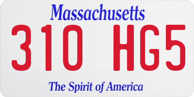 MA license plate 310HG5