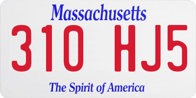 MA license plate 310HJ5