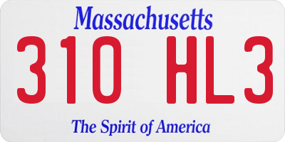 MA license plate 310HL3