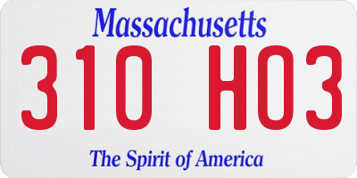 MA license plate 310HO3