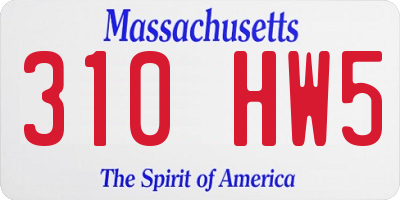 MA license plate 310HW5
