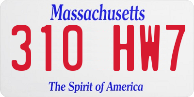 MA license plate 310HW7