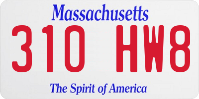 MA license plate 310HW8