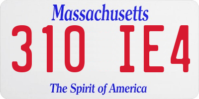 MA license plate 310IE4