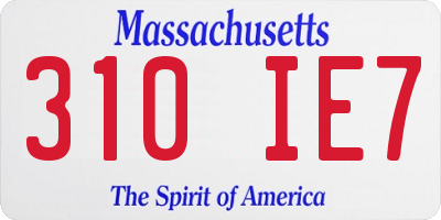 MA license plate 310IE7