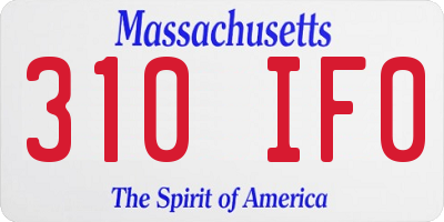 MA license plate 310IF0