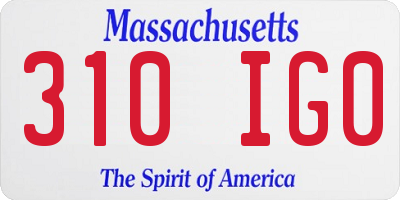 MA license plate 310IG0