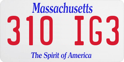 MA license plate 310IG3