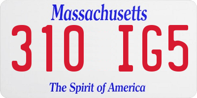 MA license plate 310IG5