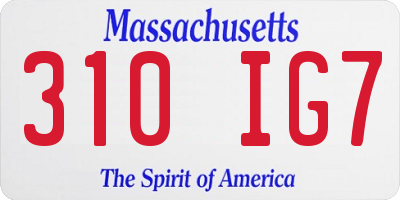 MA license plate 310IG7