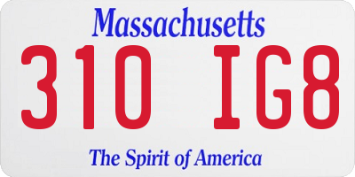 MA license plate 310IG8