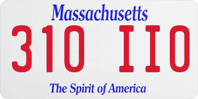 MA license plate 310II0