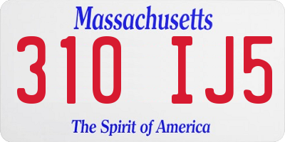 MA license plate 310IJ5