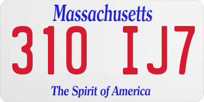 MA license plate 310IJ7