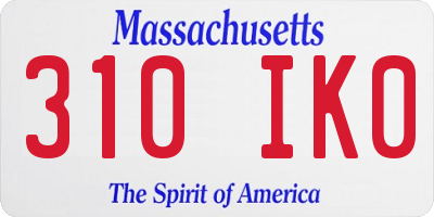 MA license plate 310IK0