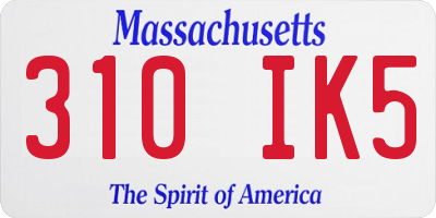 MA license plate 310IK5