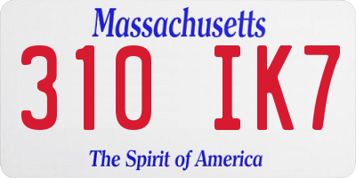 MA license plate 310IK7