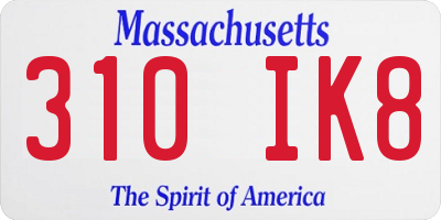 MA license plate 310IK8