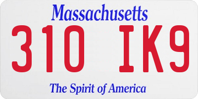 MA license plate 310IK9