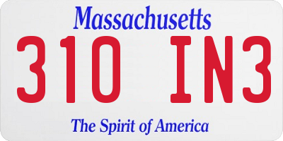 MA license plate 310IN3