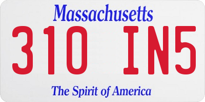 MA license plate 310IN5