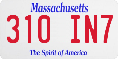 MA license plate 310IN7