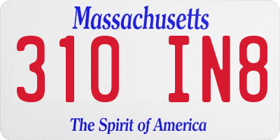 MA license plate 310IN8