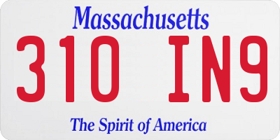 MA license plate 310IN9