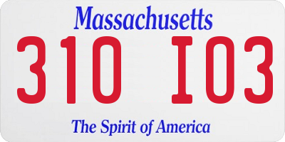 MA license plate 310IO3