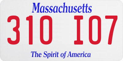 MA license plate 310IO7