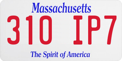 MA license plate 310IP7