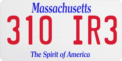 MA license plate 310IR3