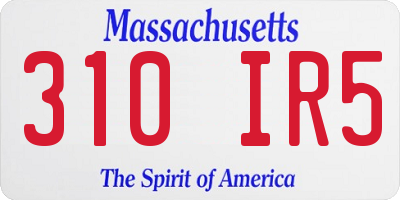 MA license plate 310IR5