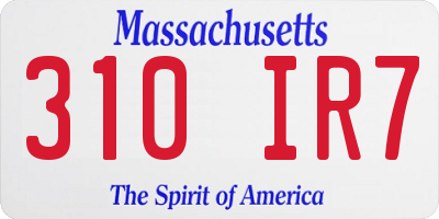 MA license plate 310IR7