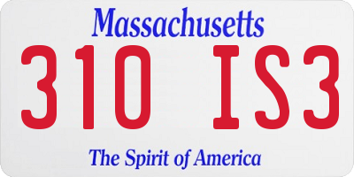 MA license plate 310IS3