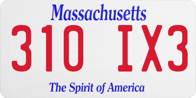 MA license plate 310IX3