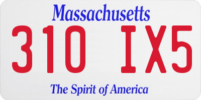 MA license plate 310IX5