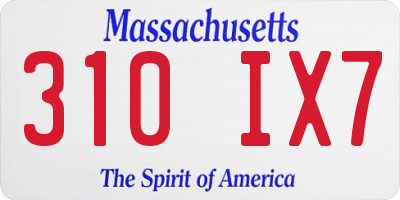 MA license plate 310IX7