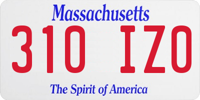 MA license plate 310IZ0