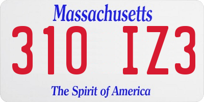 MA license plate 310IZ3