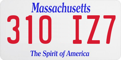 MA license plate 310IZ7