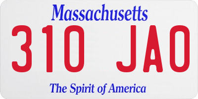 MA license plate 310JA0